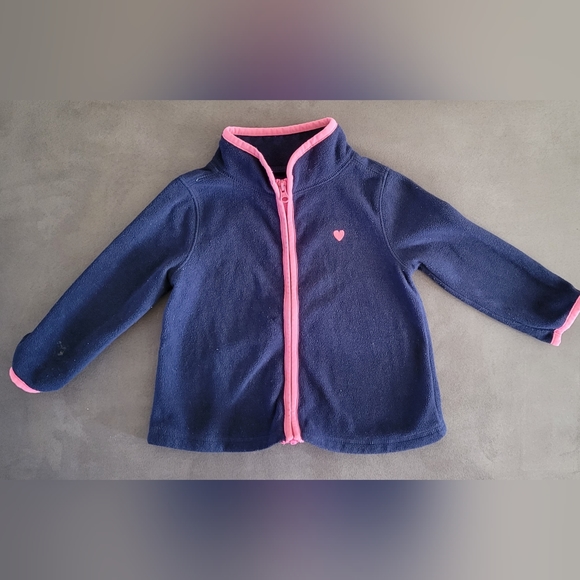 OshKosh B'Gosh 2T Fleece Zippered Navy Blue Jacket - Picture 1 of 5